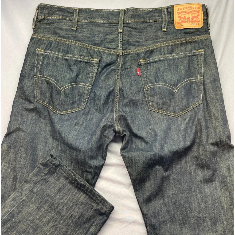 Levi's 569 Loose Straight Leg Jeans‎ Mens 38x29 Dark Wash Indigo Denim